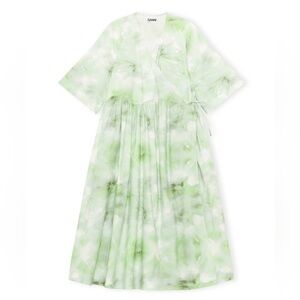 Ganni green tie-dye wrap dress